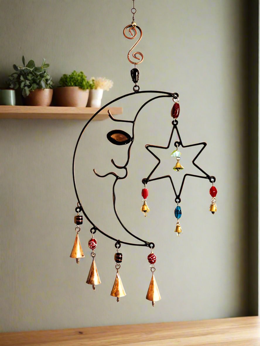 Celestial Moon Chime with Beads