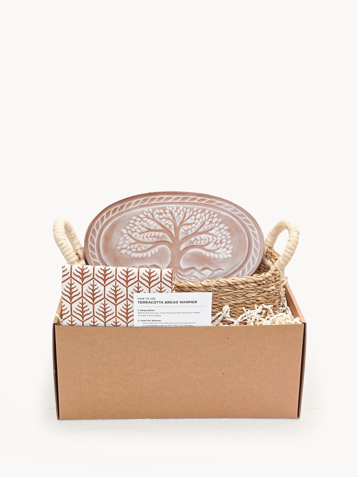 Bread Warmer & Basket Gift Set with Tea Towel - Tree of Life Oval-0