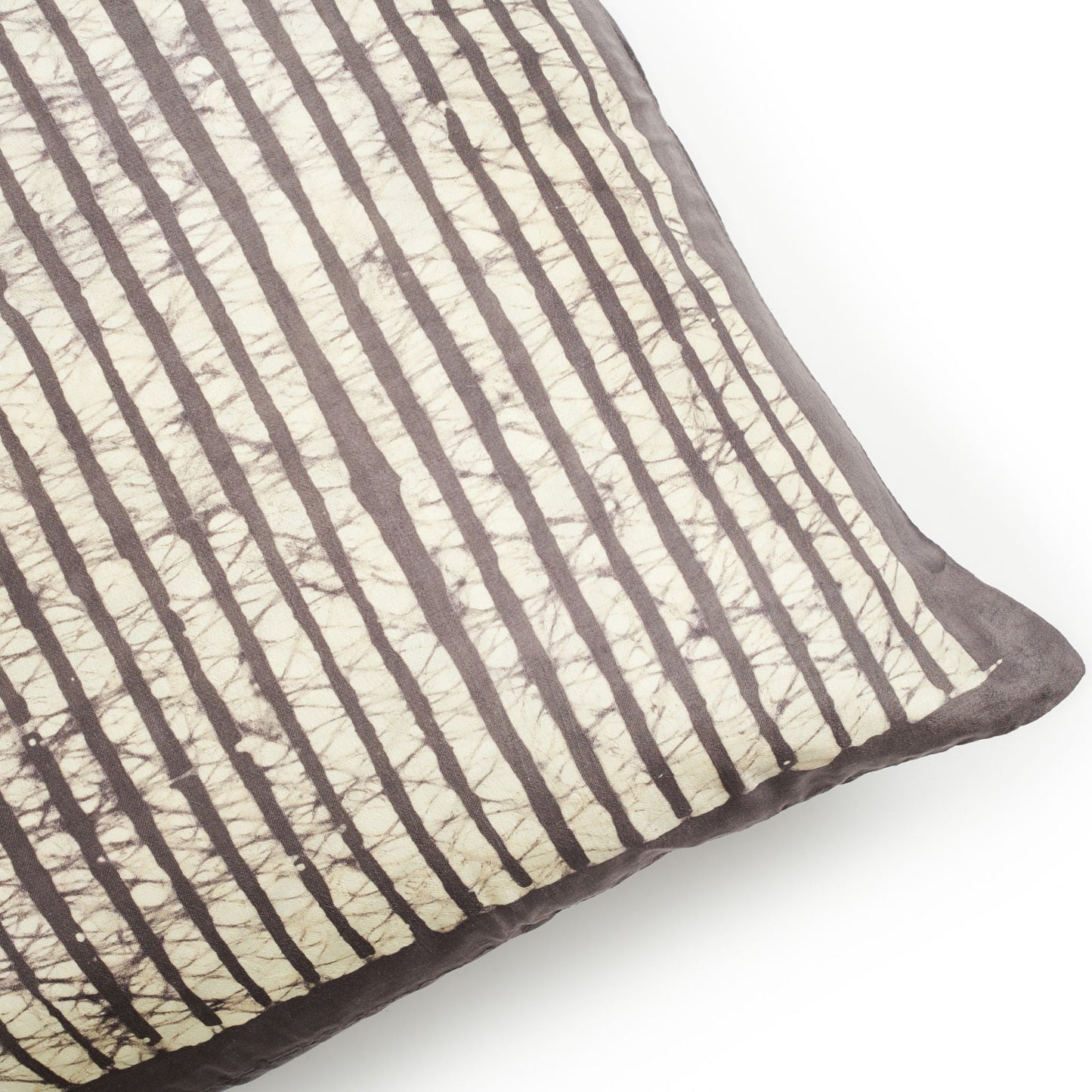 Maple Black Hand Wax Block Printed Stripes Mulberry Silk Pillow