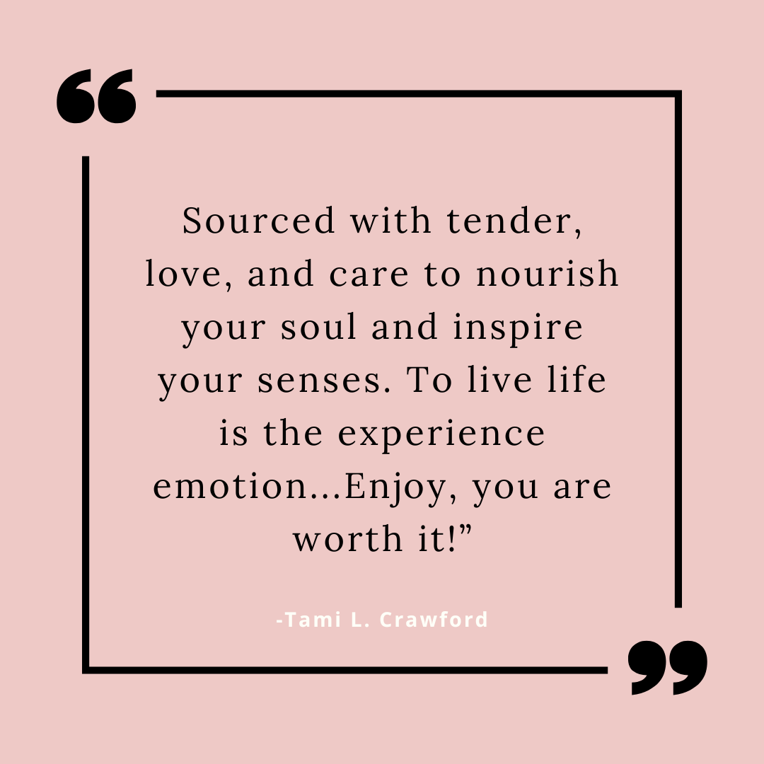 Blush pink soy candle inspiration card with motivational quote and black quotation marks border design