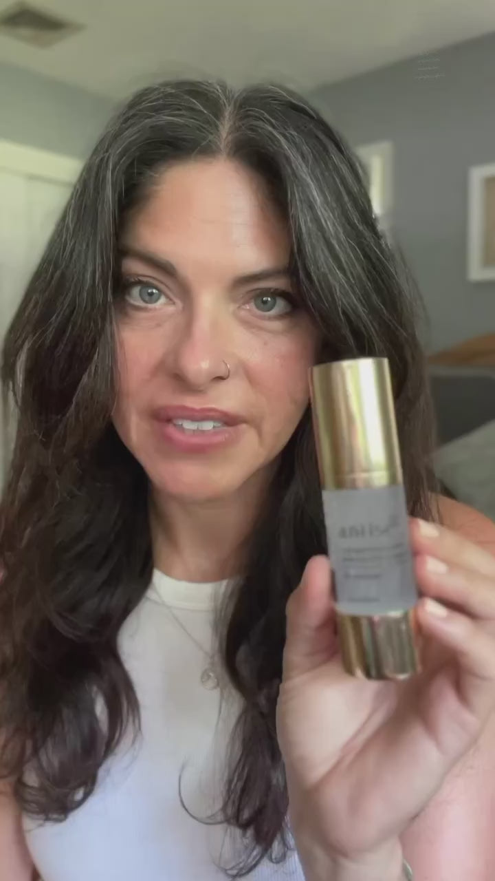 Anti-aging collagen facial serum with gold pump dispenser and white label, skincare product
