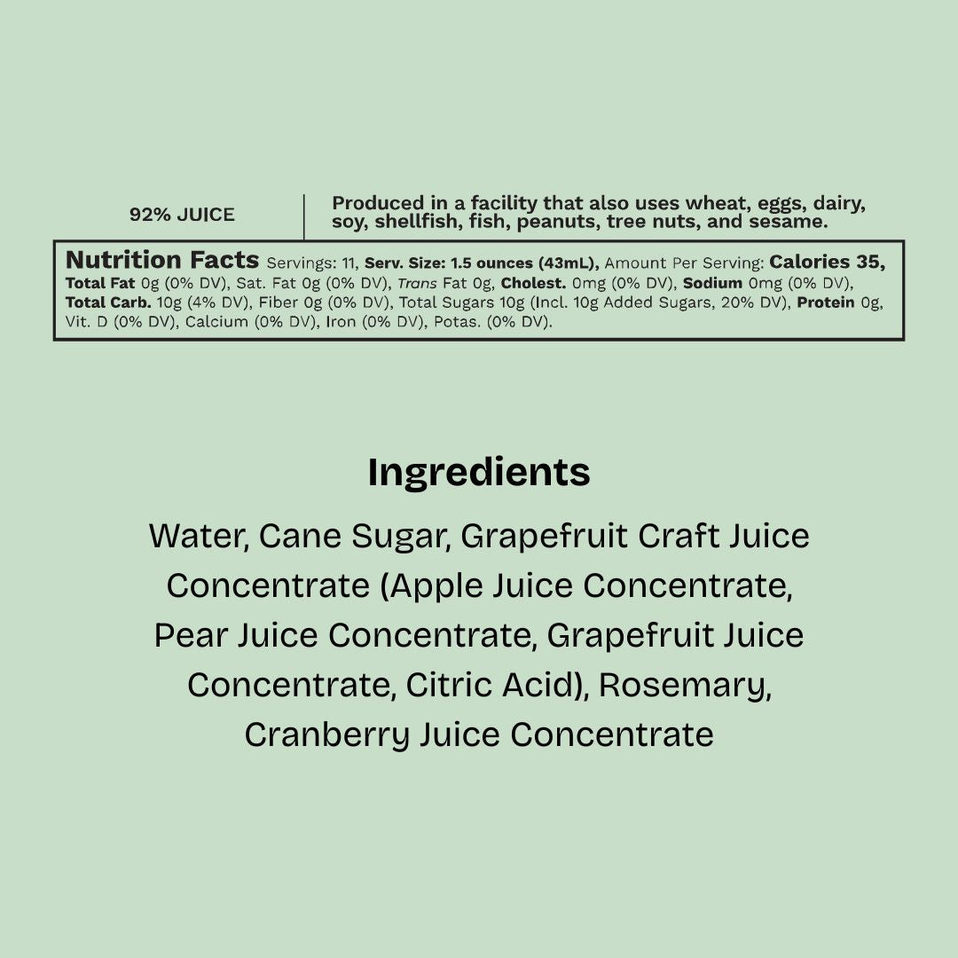 Grapefruit & Rosemary Cocktail & Mocktail Mixer, 16 fl oz