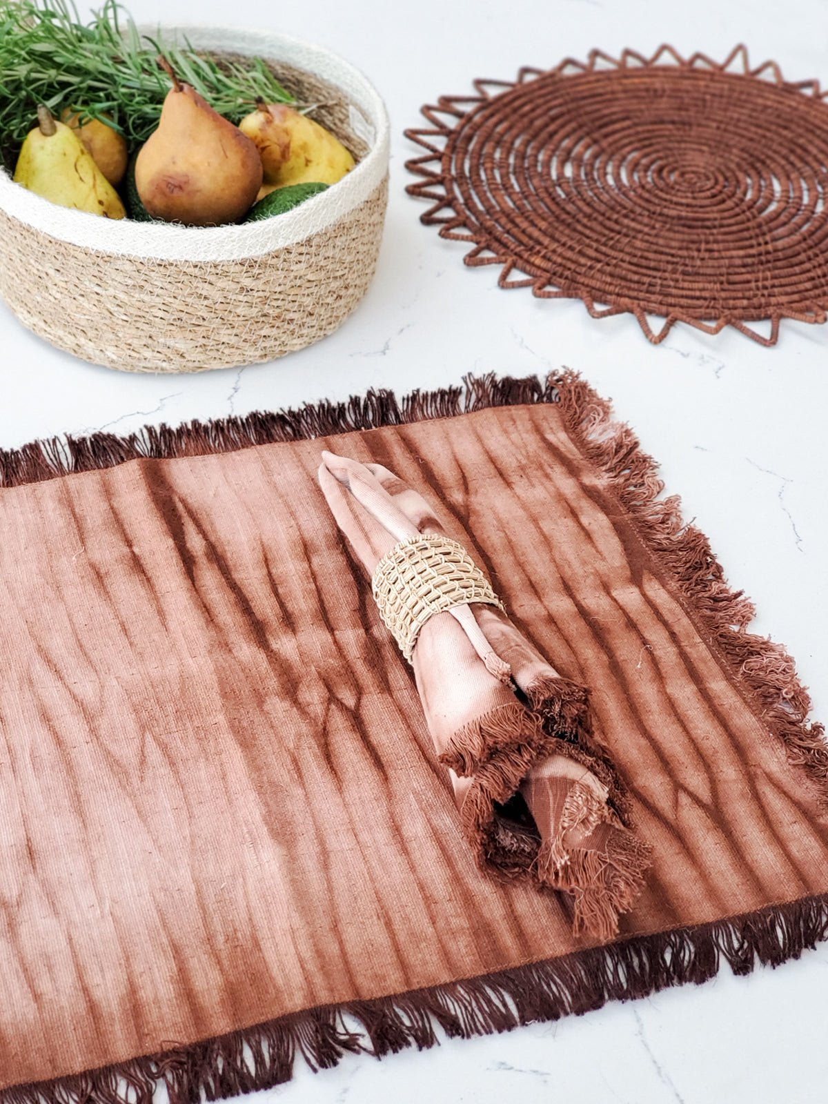 Tie Dye Cotton Placemat - Brown (Set of 4)-2