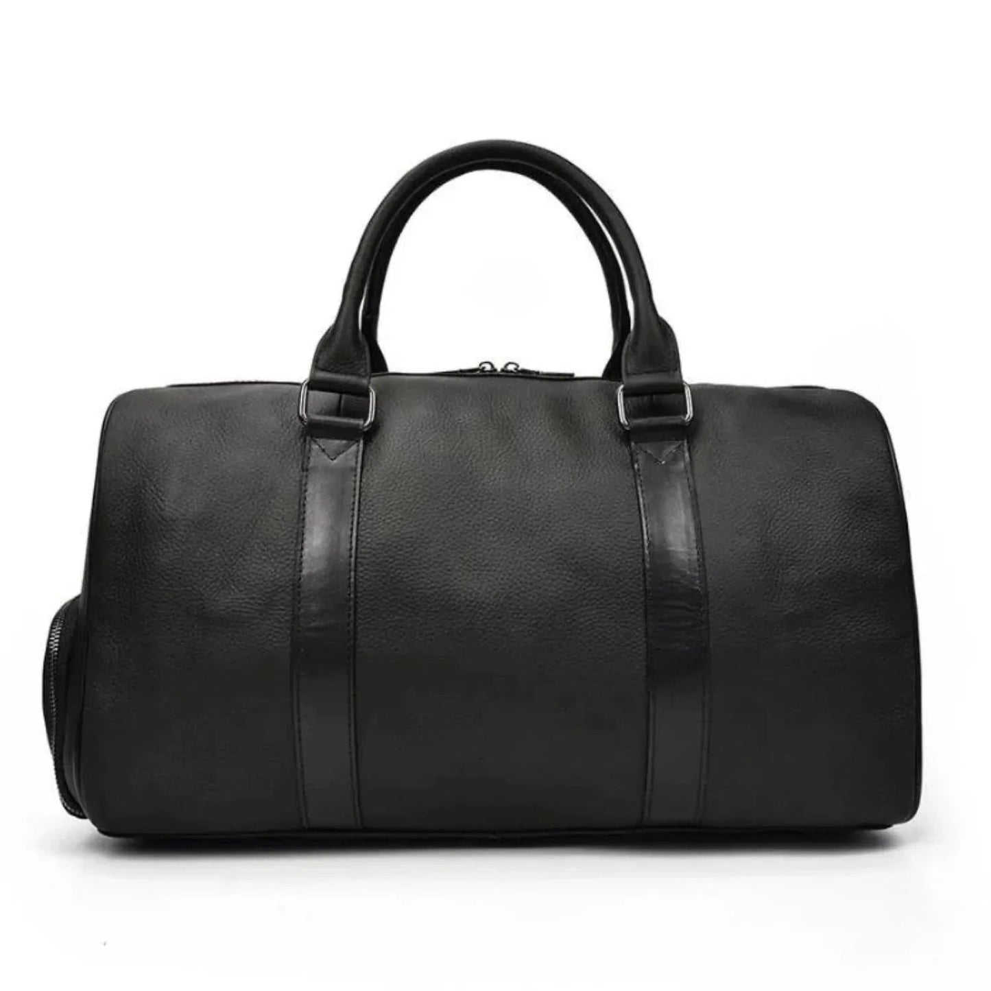 Black Pebbled Leather Weekender