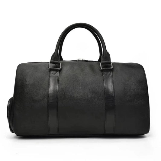 Black Pebbled Leather Weekender